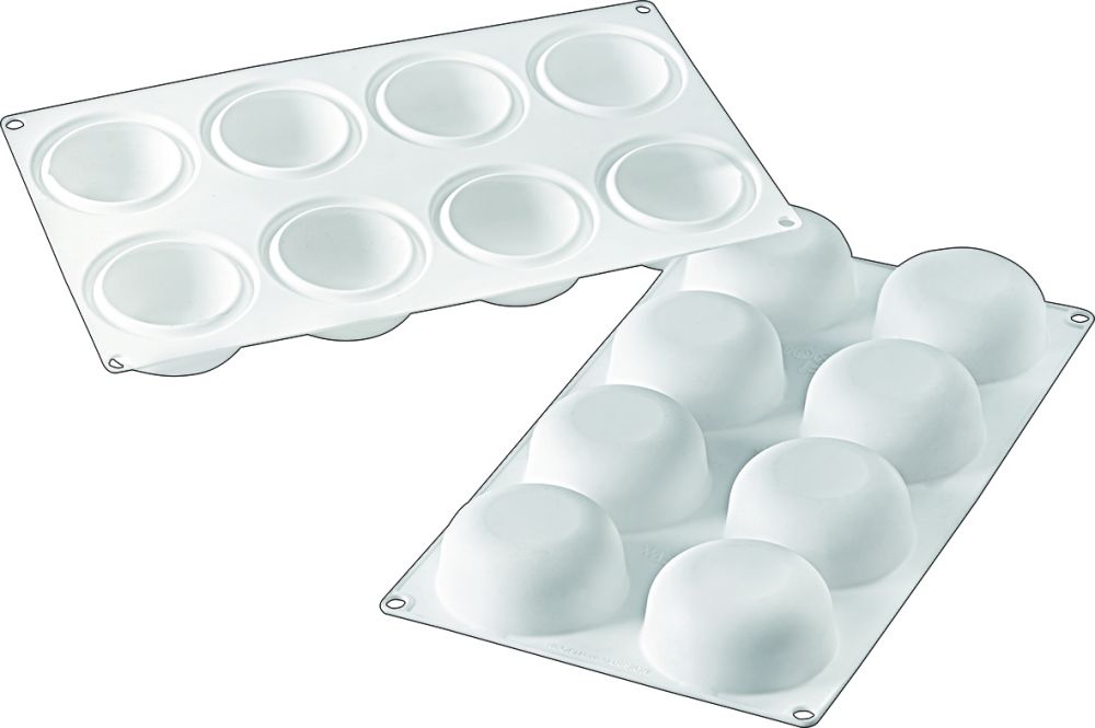 BOULANGERIE PATISSERIE : Moule silicone Flex Blanc 8 Ronds bombés Silikomart  Professionnel